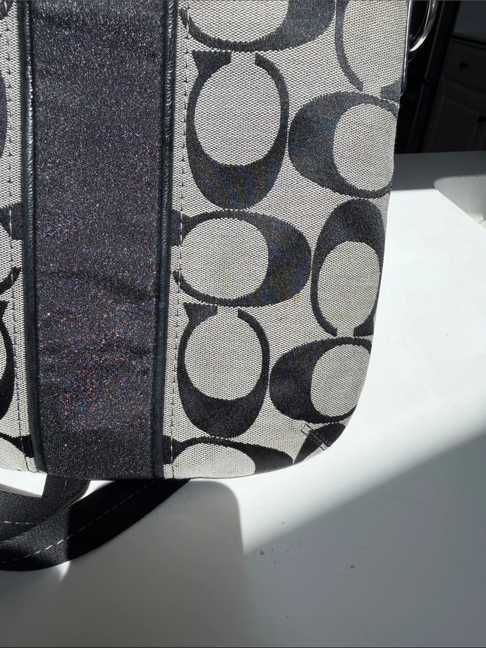 Coach Black and White Signature Canvas Crossbody